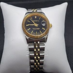 Geneva Superlative Chronometer Silver & Gold Watch